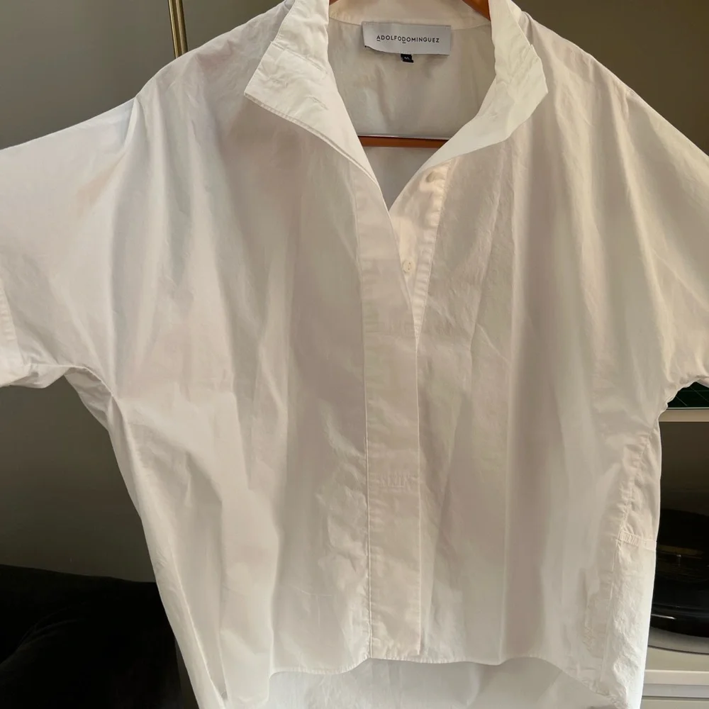 100% Cotton ✨ Adolfo Dominguez White Button-Front Shirt Size 6 - Picture 1 of 7